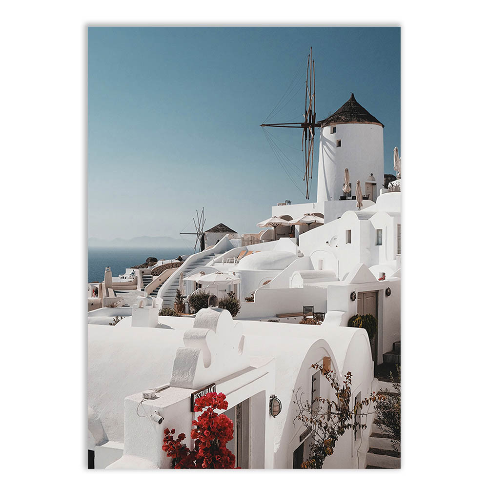 Placa Decorativa Santorini Grécia Foto Viagem Ilha Decoração Poster Quarto Sala
