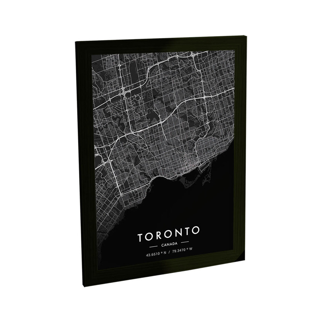Quadro Decorativo Mapa Toronto Canada Viagem Black Poster