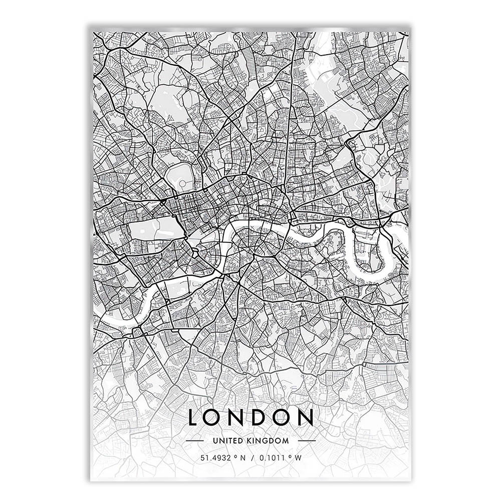 Placa Quadro Decorativo Londres Inglaterra Mapa Pb Viagem Decoração Poster