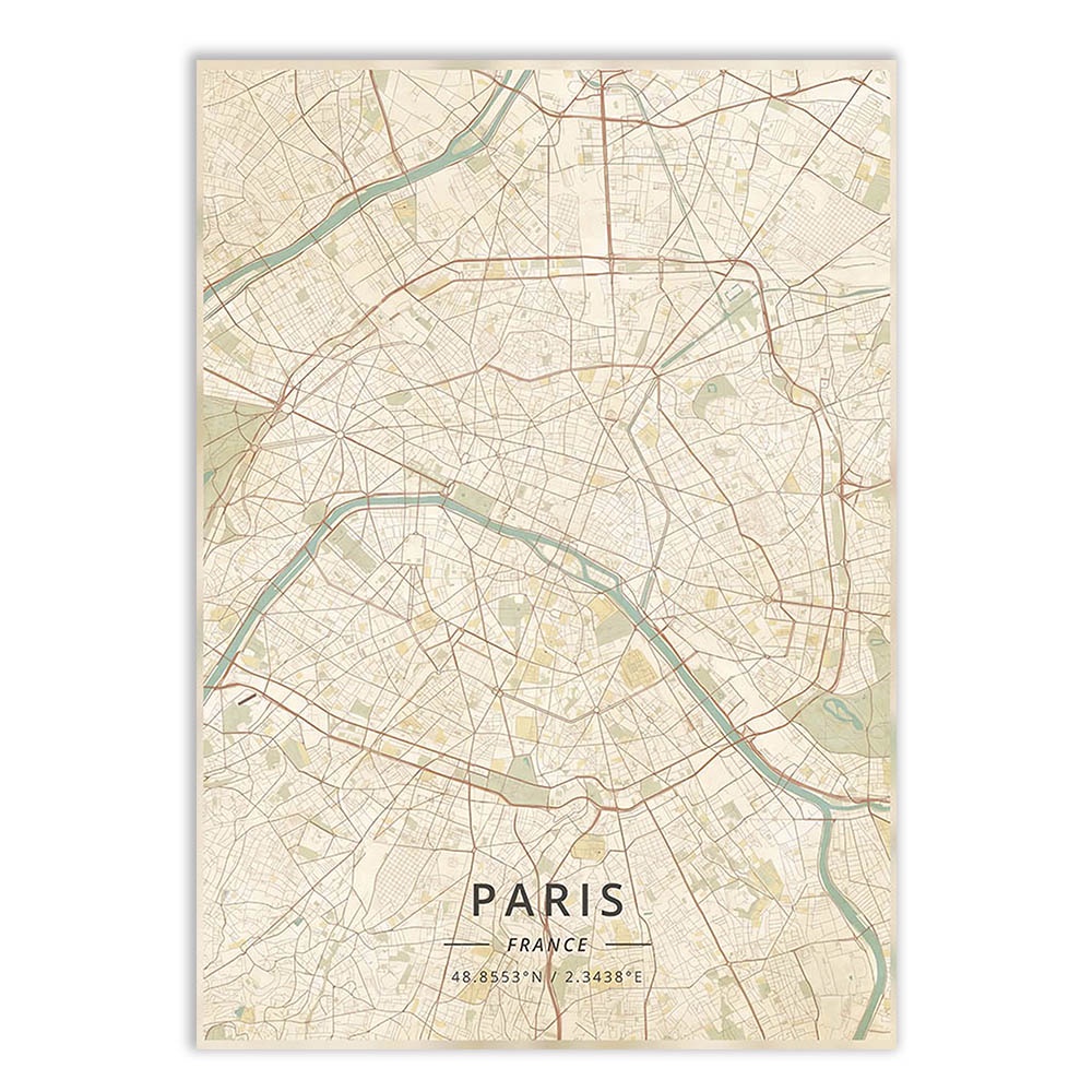 Placa Quadro Decorativo Mapa Paris França Viagem Turismo V1 Poster Decoração Quarto Sala