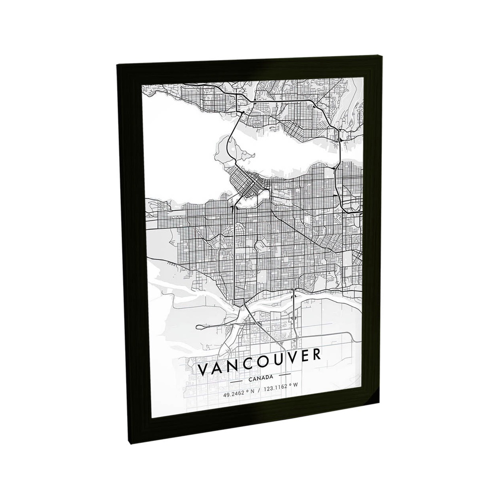 Quadro Decorativo Vancouver Canada Mapa Pb Viagem Decoração Poster
