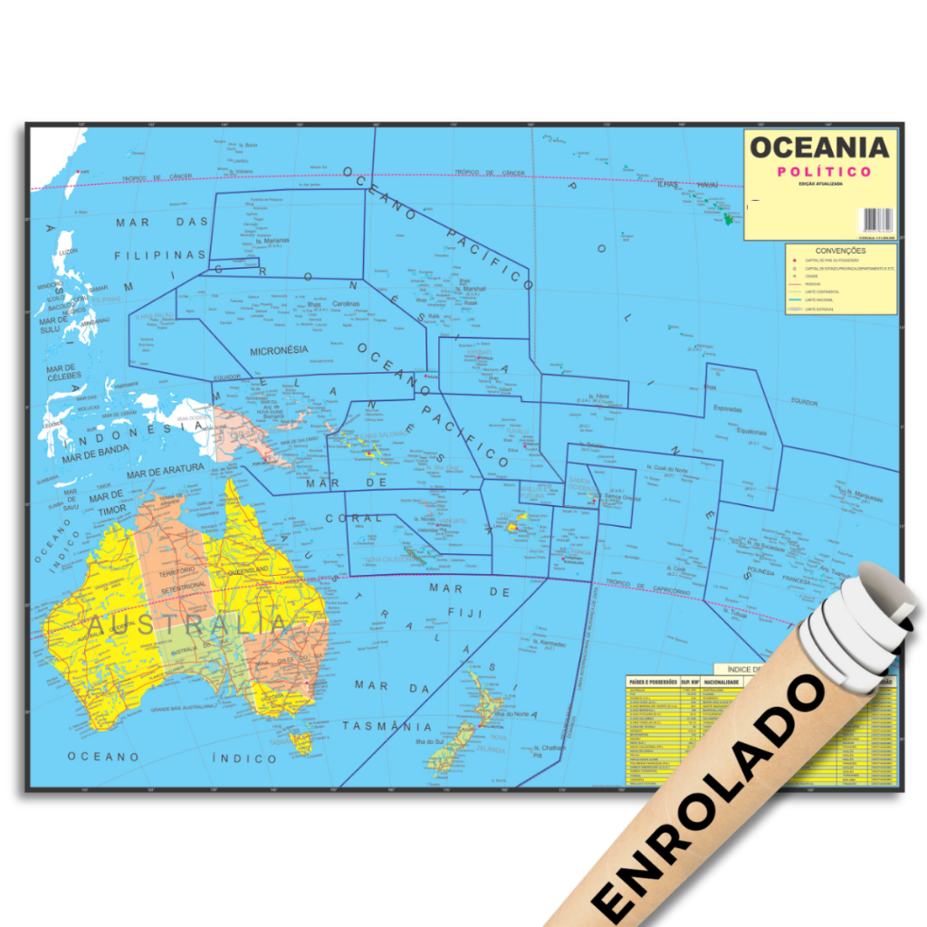 Mapa Oceania Continente Mundi Politico Poster Geografico