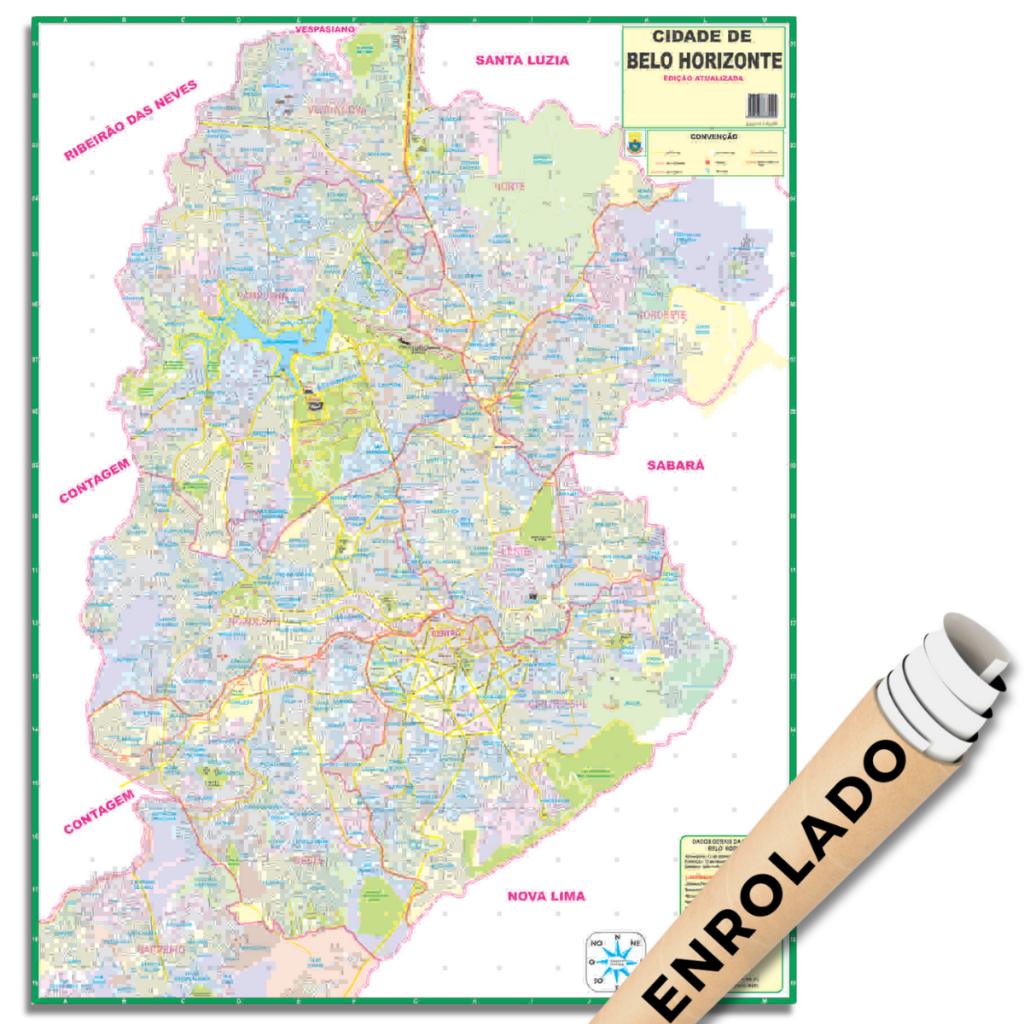 Mapa Cidade de Belo Horizonte Politico Poster Beozonte