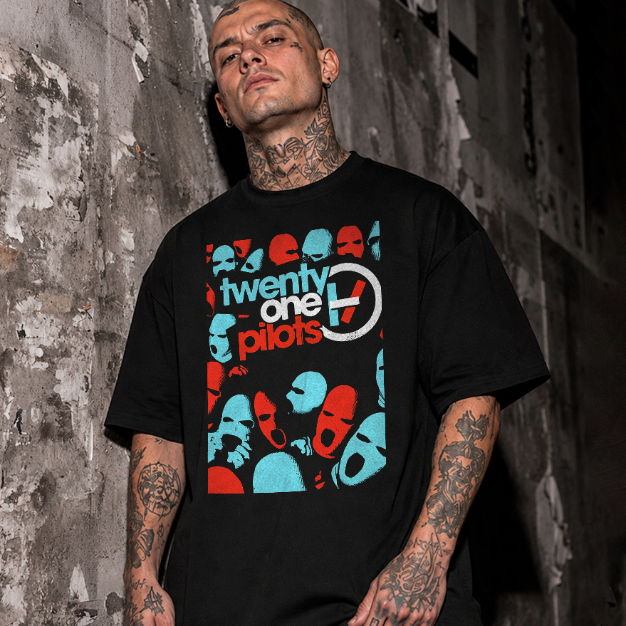 Camiseta Básica e Oversized Algodão Premium Quiet Is Violent Twenty 21 One Pilots Album World Tour