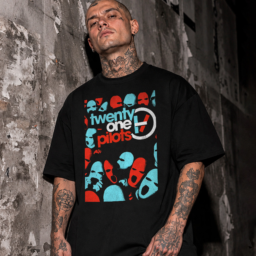 Camiseta Básica e Oversized Algodão Premium Twenty 21 One Pilots Quiet Is Violent Album World Tour