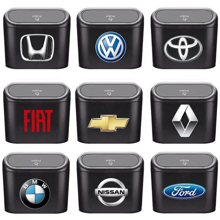 Lixeira Para Carro Veículo Pendurado Caixa De Pó Armazenamento De Lixo Preto ABS Square Pressing Tipo Lata Auto Acessórios Interiores