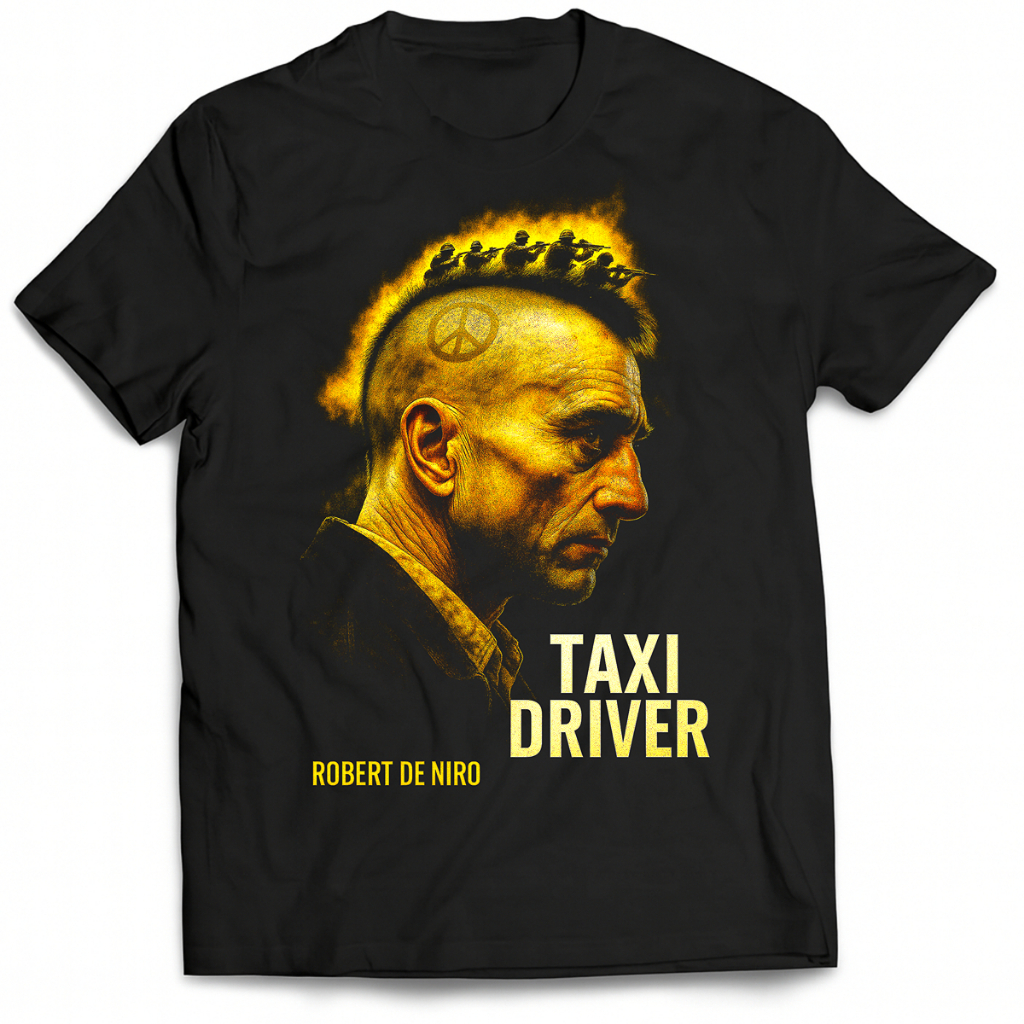 Camiseta Filme Taxi Driver com Robert De Niro Capa 100% Algodão Unissex Estampa em Halftone
