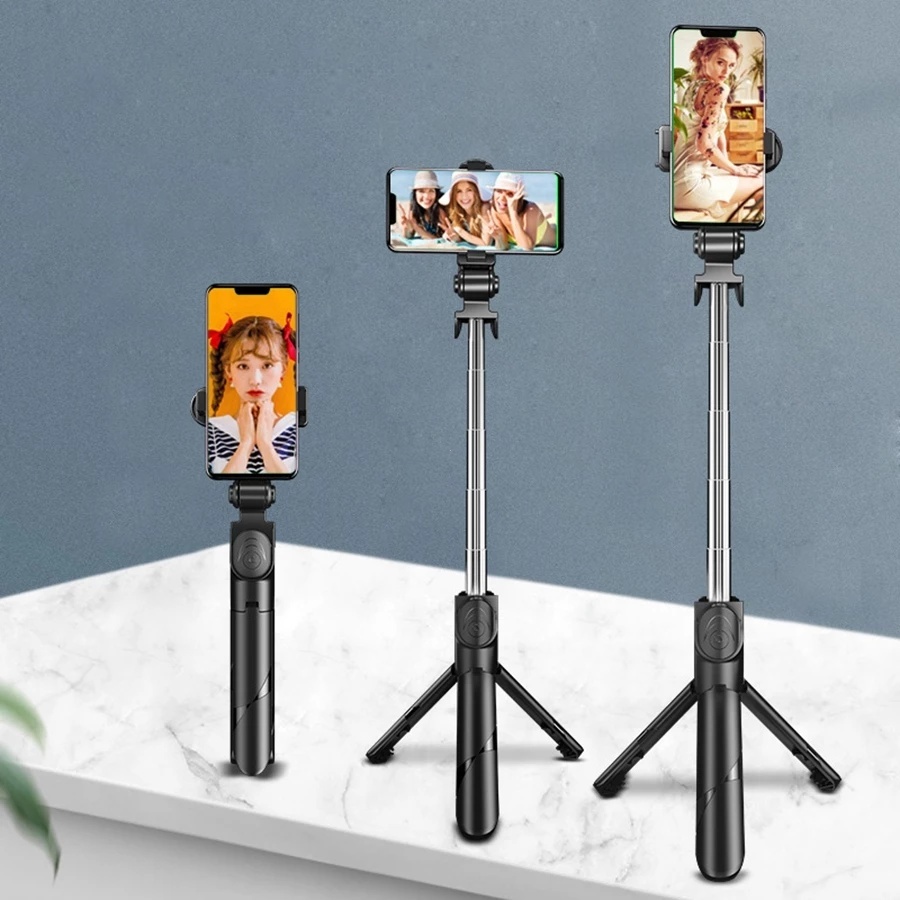 Bastão de selfie telescópico multifuncional de alta qualidade e luz de preenchimento
