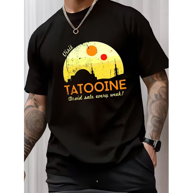 Camiseta Masculina Estampa Planeta Tatooine Star Wars Moderna Confortável Atemporal Estilo Casual