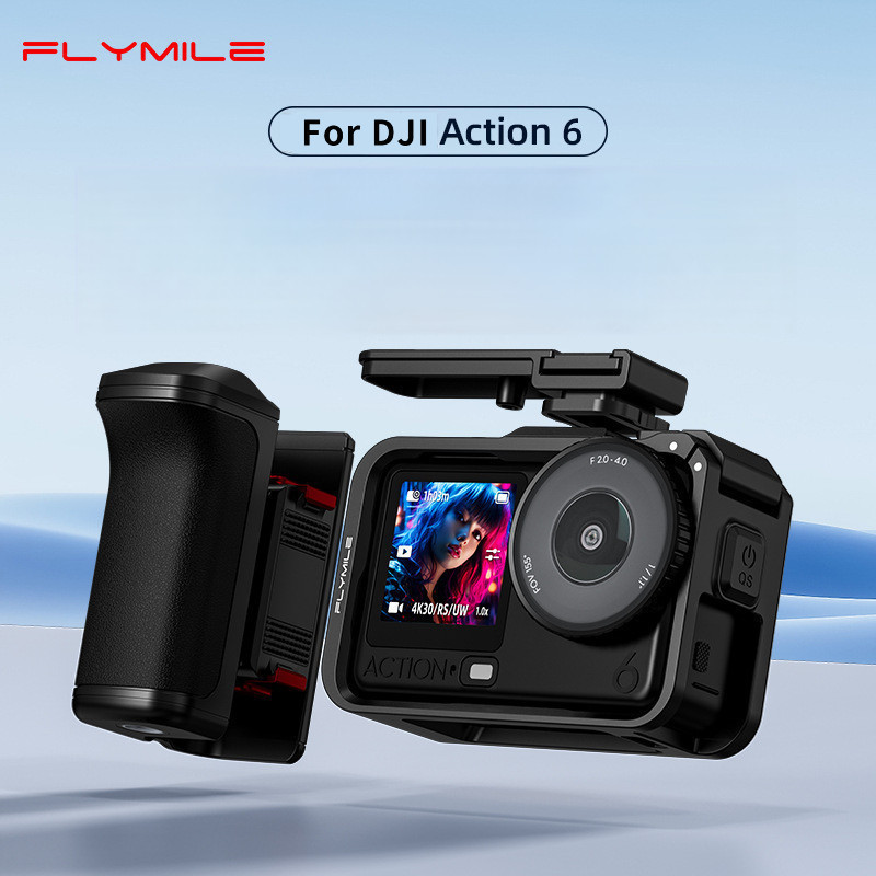 Flymile, compatível com a DJI OSMO ACTION 6, conjunto de acessórios para fotografia de rua, gaiola de fixação rápida par