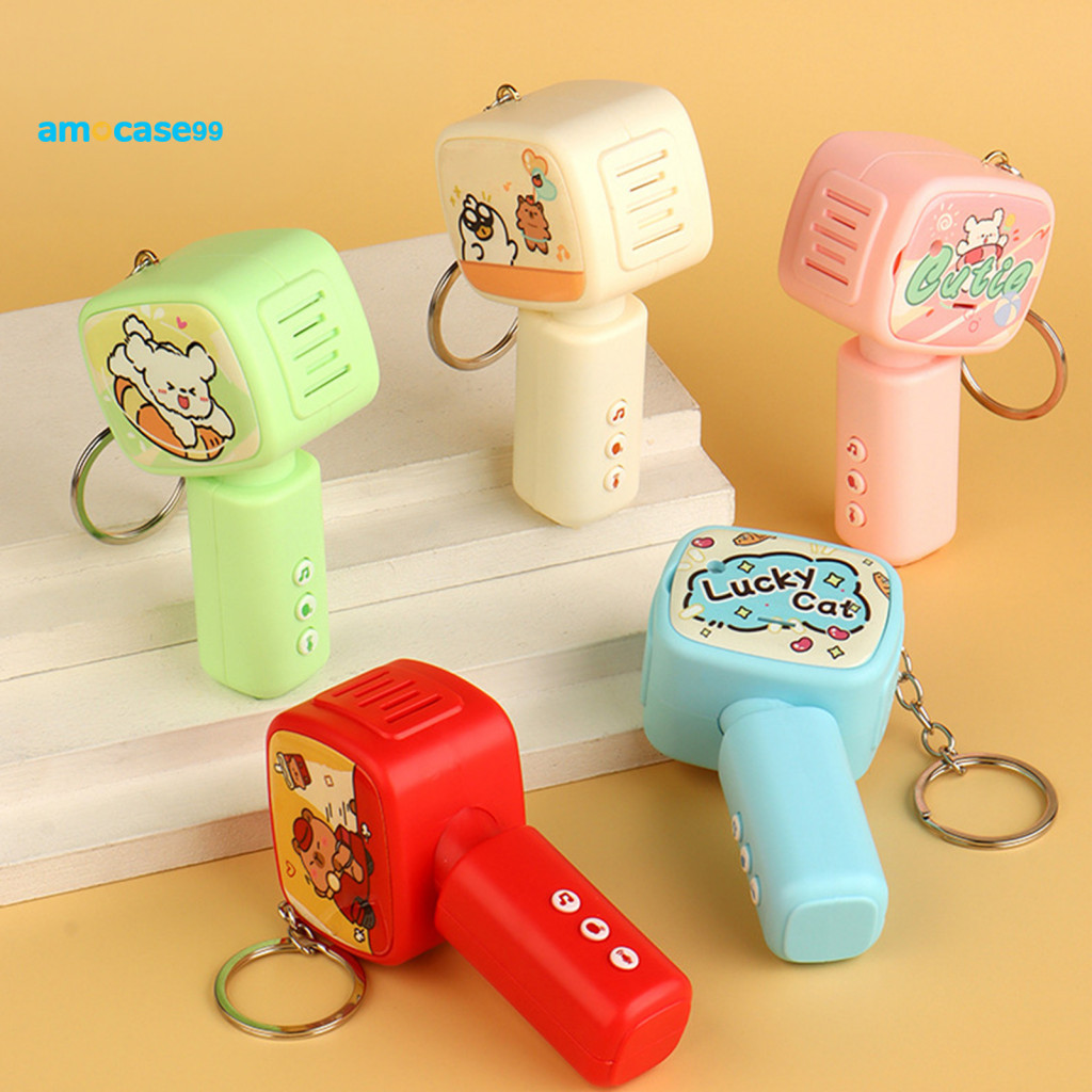 Music and Recording Keychain Mini Toy Cartoon Microphone Recorder with Player Portable Dual-function for Boys Girls –