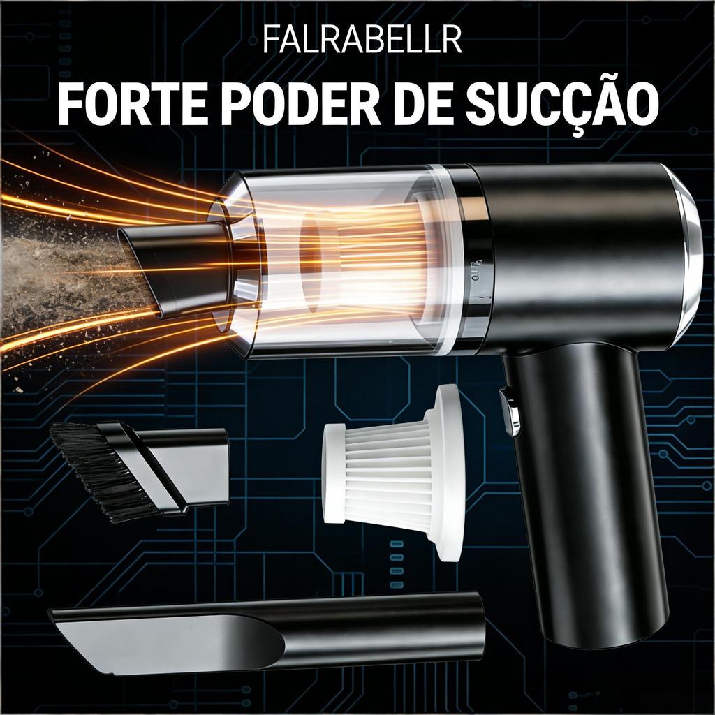 Falrabellr Aspirador Soprador Portátil 3 em 1 USB Recarregável Sem Fio para Carro Sofá Teclado Potente
