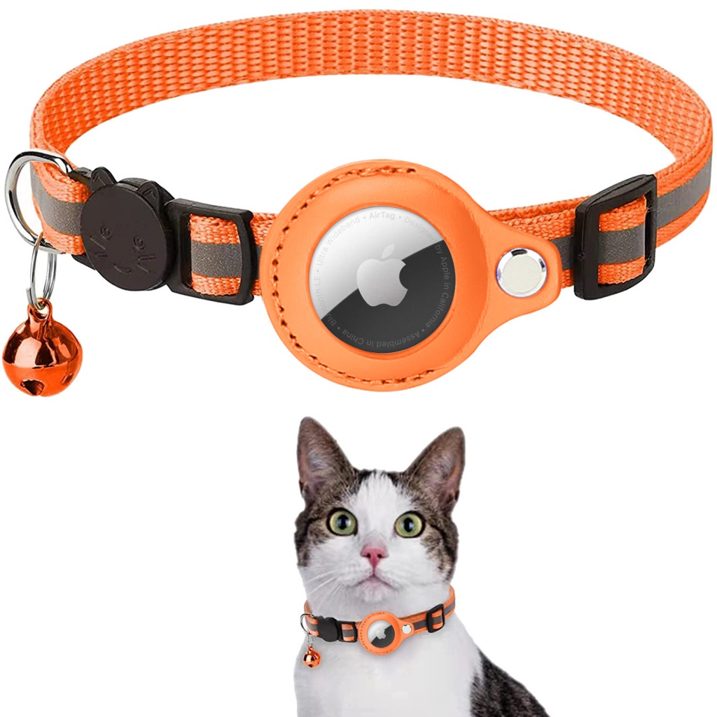 【Manga de protecção】Coleira Airtag Case Para Gatos Adequado Para Apple Airtag Rastreador Anti-Missing Pet Reflective Bel