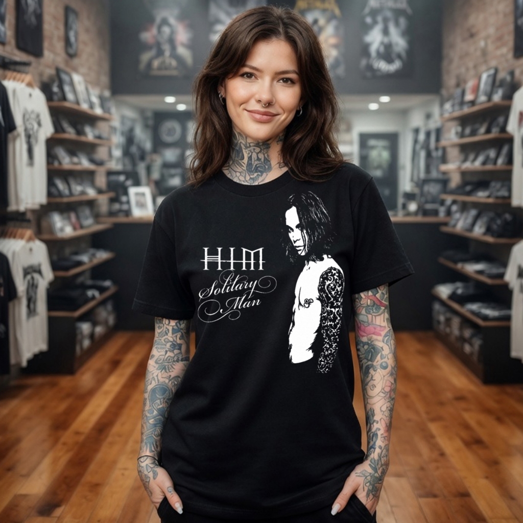Camiseta Banda HIM vintage,   streetwear estampa silk 100% algodão premium