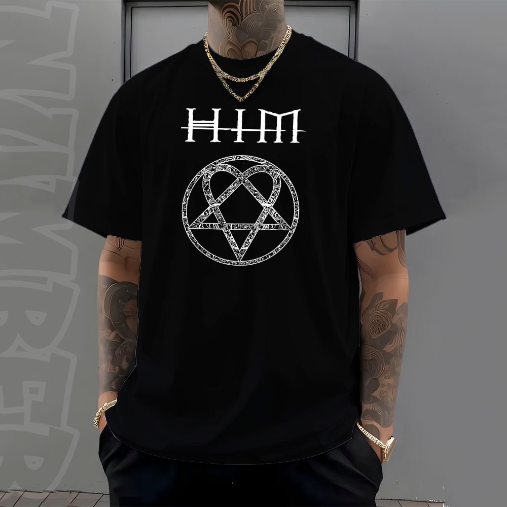 Camisa camiseta basica banda de rock him vintage estilosa em algodao unissex