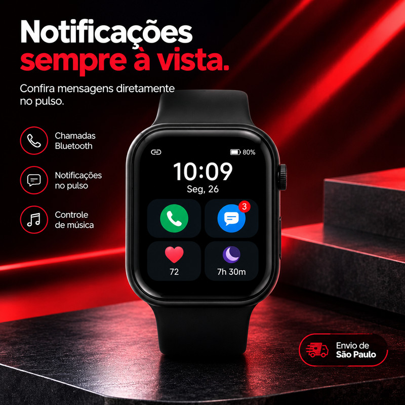 [OneEscolha] Opções: [7 Pulseiras+] Kit com Smartwatch, iOS & Android, Uso Cotidiano, Tela Tátil HD, Alta Qualidade