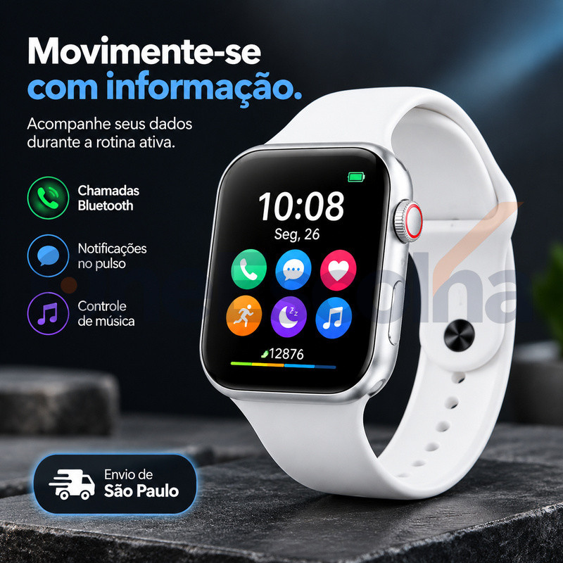 [OneEscolha] 2026 Novo Smartwatch W9 45mm, Alta Qualidade, iOS & Android, Para Trabalho e Lazer, Tela Tátil HD