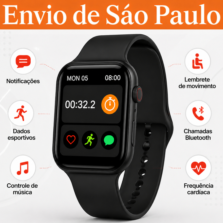 Relógio Inteligente De 38 Mm/45 Com Conjunto De 2 Pulseiras , Chamadas Bluetooth E Notificações Zappe Android iOS Smartw