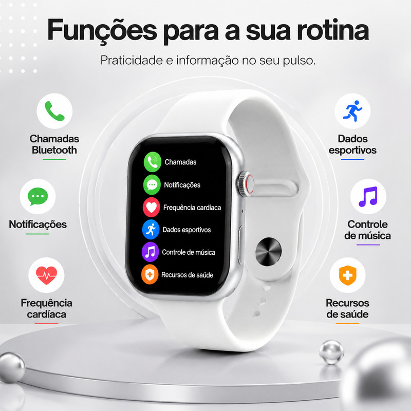 Modelo: [7 pulseiras] Relógio inteligente, pulseira substituível, chamadas via Bluetooth, compatível com iOS e Android,