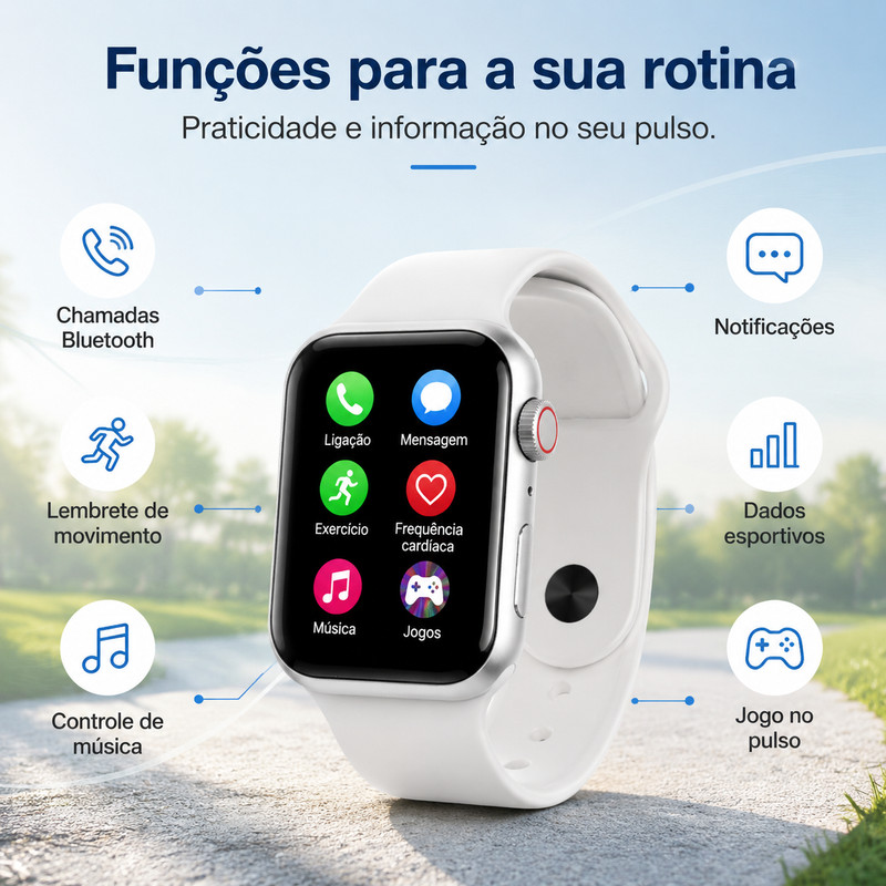 [OneEscolha] Opção: conjunto de smartwatch e fones de ouvido, alta qualidade, compatível com iOS e Android, tela sensíve
