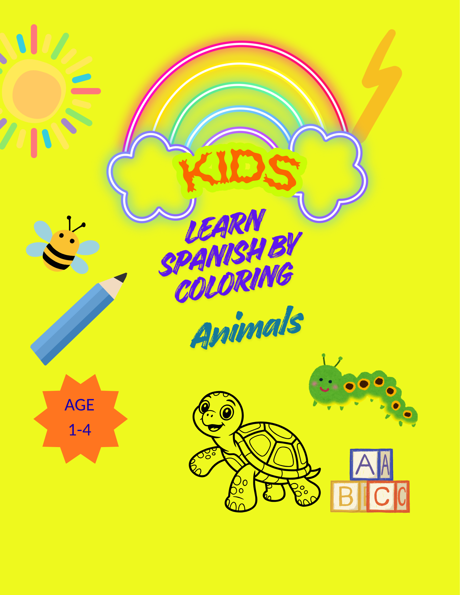 Coloring Book Learn Spanish by Coloring Animals