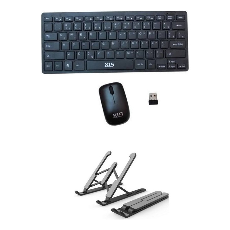 Kit Notebook Lenovo Mini Teclado + Mouse Wireless + Suporte