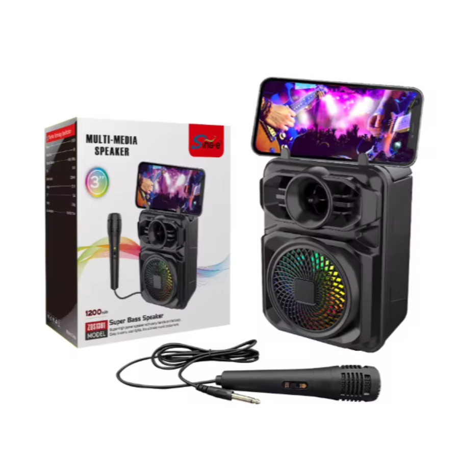 Caixa De Som Outdoor Karaoke Speakers Sem Fio, Mini Função De Rádio Com Suporte Pra Celular