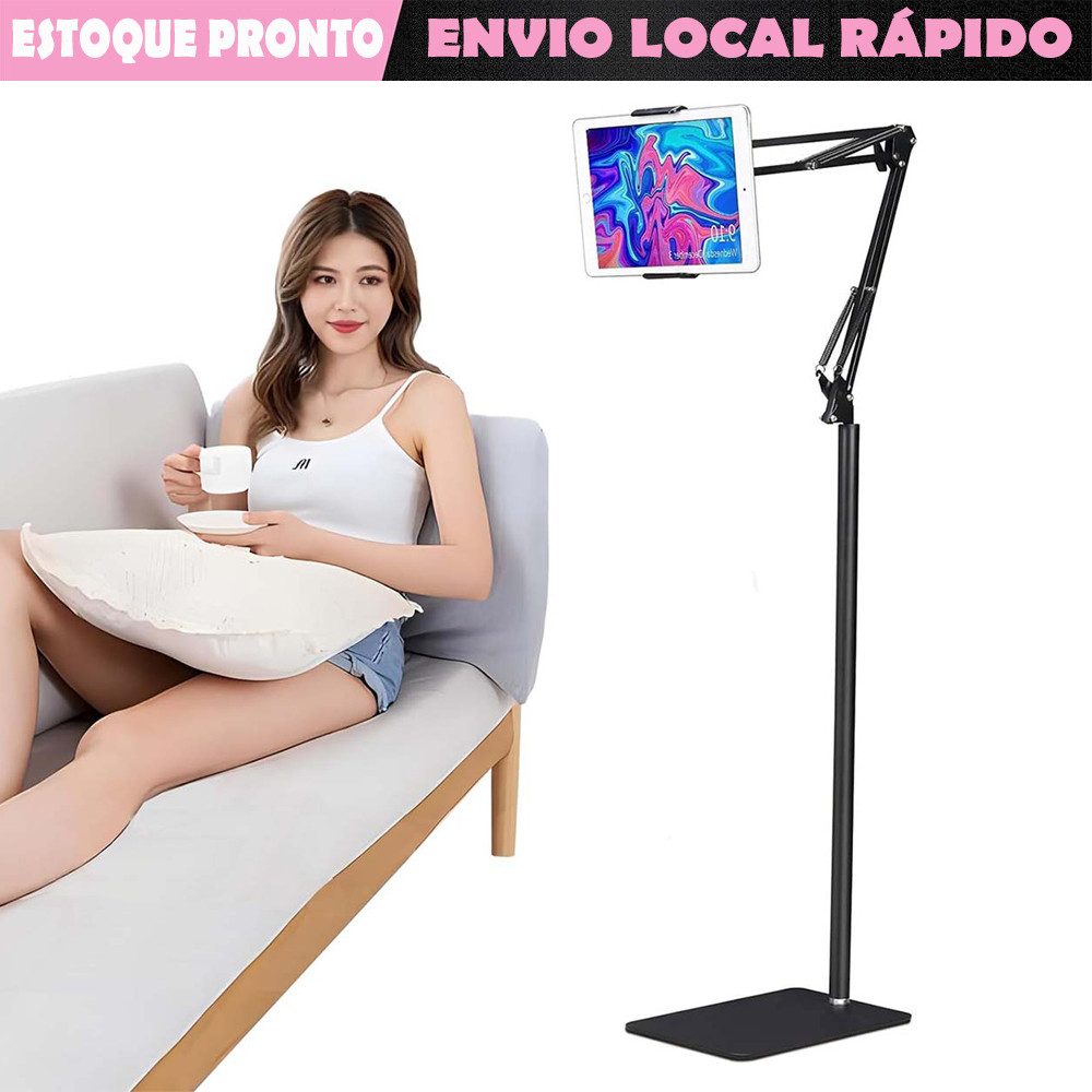 133cm Suporte de Chão para Celular e Tablet Adequado para Uso com Celulares/Tablets/Kindle de Tela de 4-12.9 Polegadas