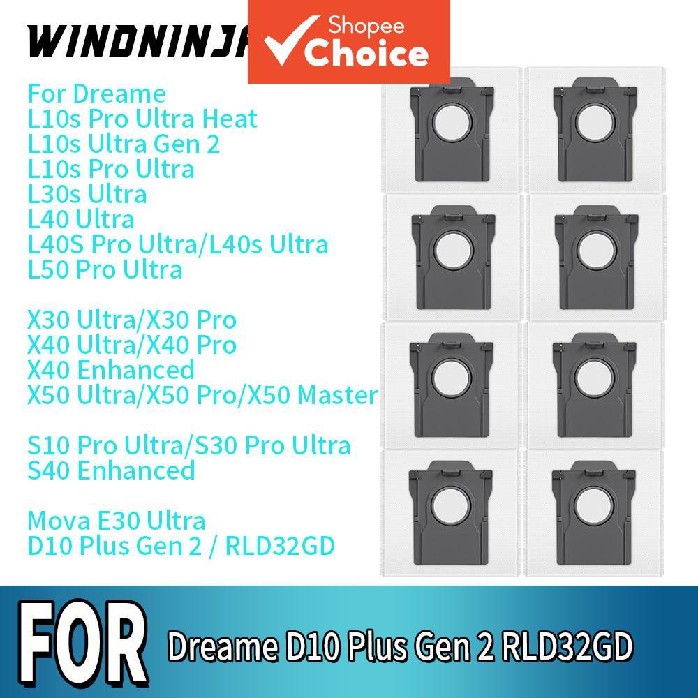 Sacos descartáveis para aspiradores Dreame D10 Plus Gen 2/RLD32GD, X30/X40/X50 Ultra, S10/S30 Pro Ultra,