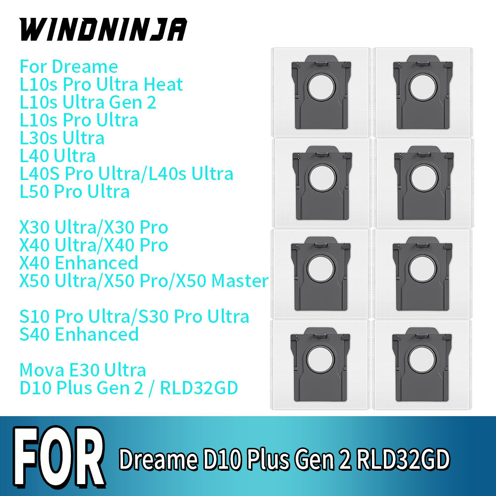 Sacos descartáveis para aspirador Dust Bags For Dreame D10 Plus Gen 2/RLD32GD, X30/X40/X50 Ultra, S10/S30 Pro Ultra,