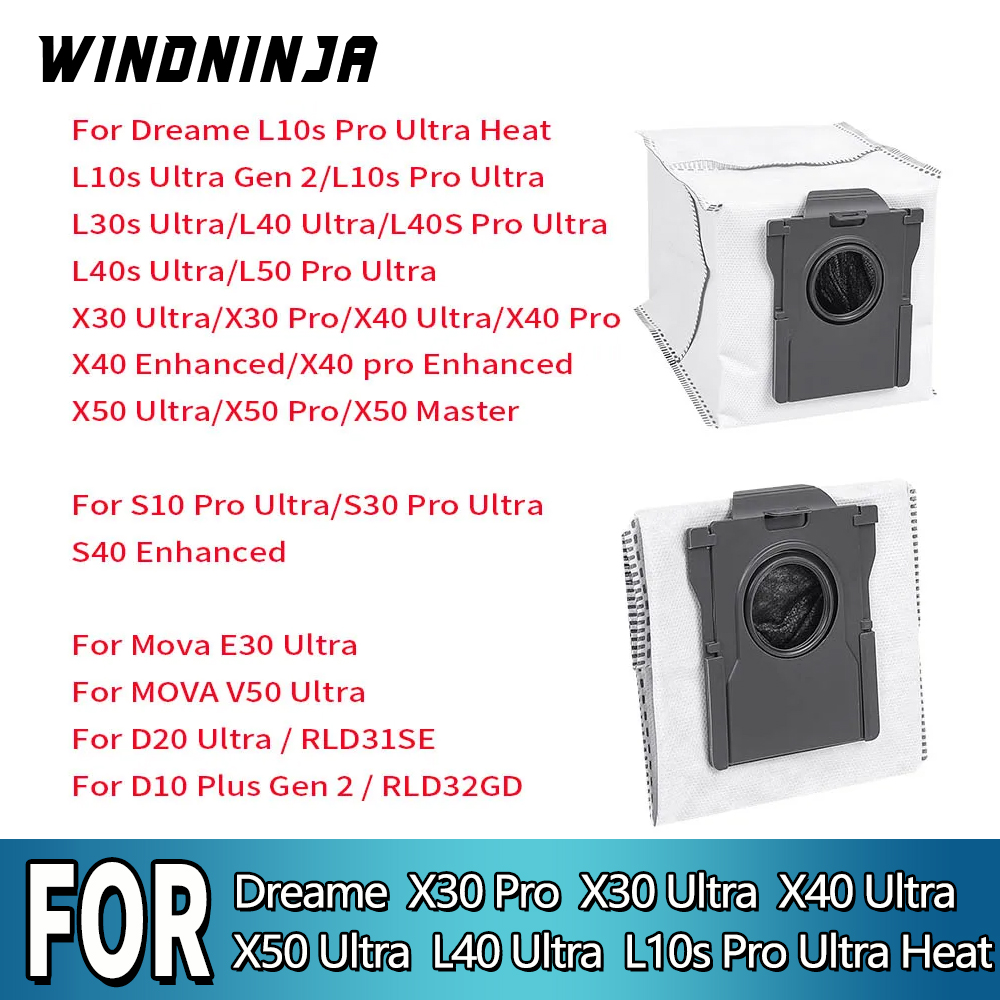 Sacos de pó para aspirador de pó robô Dreame L40 Ultra L10s Pro Ultra Heat X50 Ultra X40 Ultra X30 Ultra X30 Pro X40 Pro