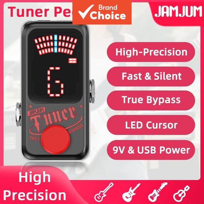 JAMJUM Afinador Cromático Indicador LED De Alta Precisão True Bypass USB DC 9V Mini De Passo Para Guitarra Baixo Ukulele