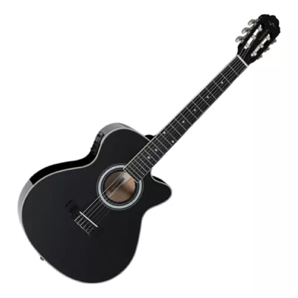 Violão Aço Elétrico Mini Jumbo Preto Vogga VCE330 BK