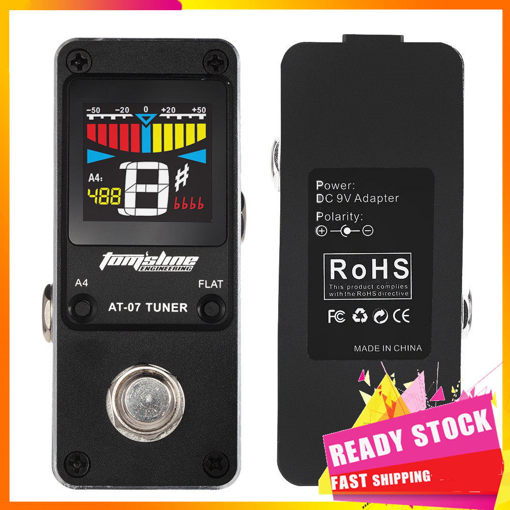 Gfgfgfgg Pedal de efeito AROMA AT-07 Mini afinador cromático com guitarra elétrica True Bypass para baixo Shell de liga
