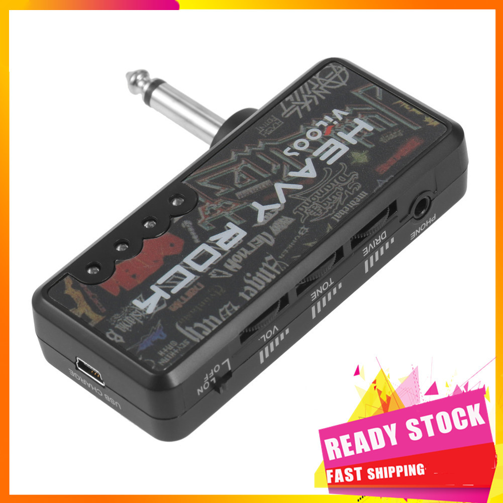 Gfgfgfgg Gfgfgfgg Vitoos plugue de guitarra elétrica mini fone de ouvido amplificador amplificador pesado rock compacto