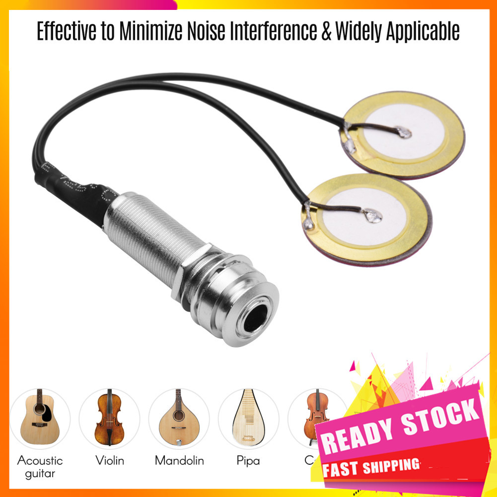 gfgfgfgg Ejoyous Guitar Pickup Instrumento acústico autoadesivo Mini transdutor com entrada de 1/4 de polegada para