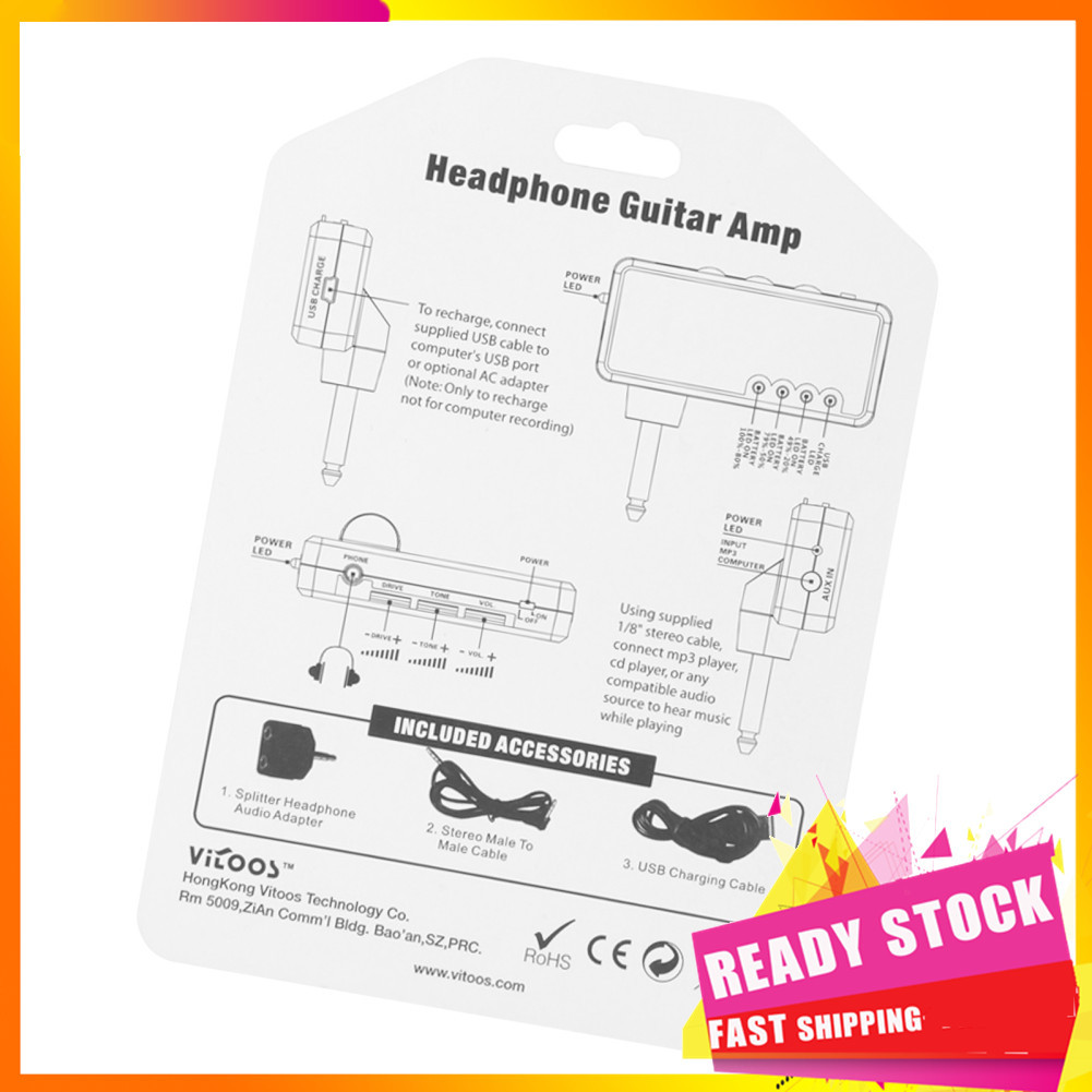 gfgfgfgg Vitoos plugue de guitarra elétrica mini fone de ouvido amplificador plexi som compacto portátil