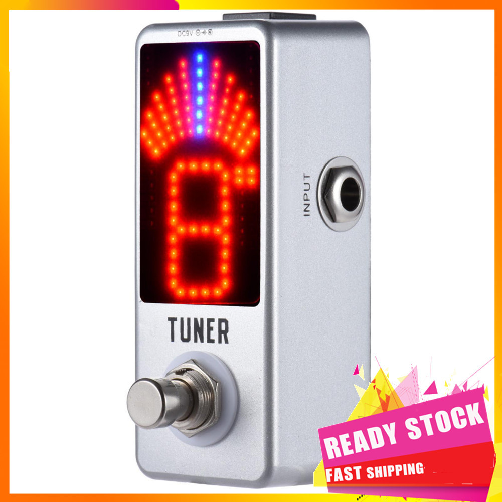 Gfgfgfgg Mini afinador de guitarra pedal cromático display led efeito true bypass para baixo elétrico acústico dc 9v