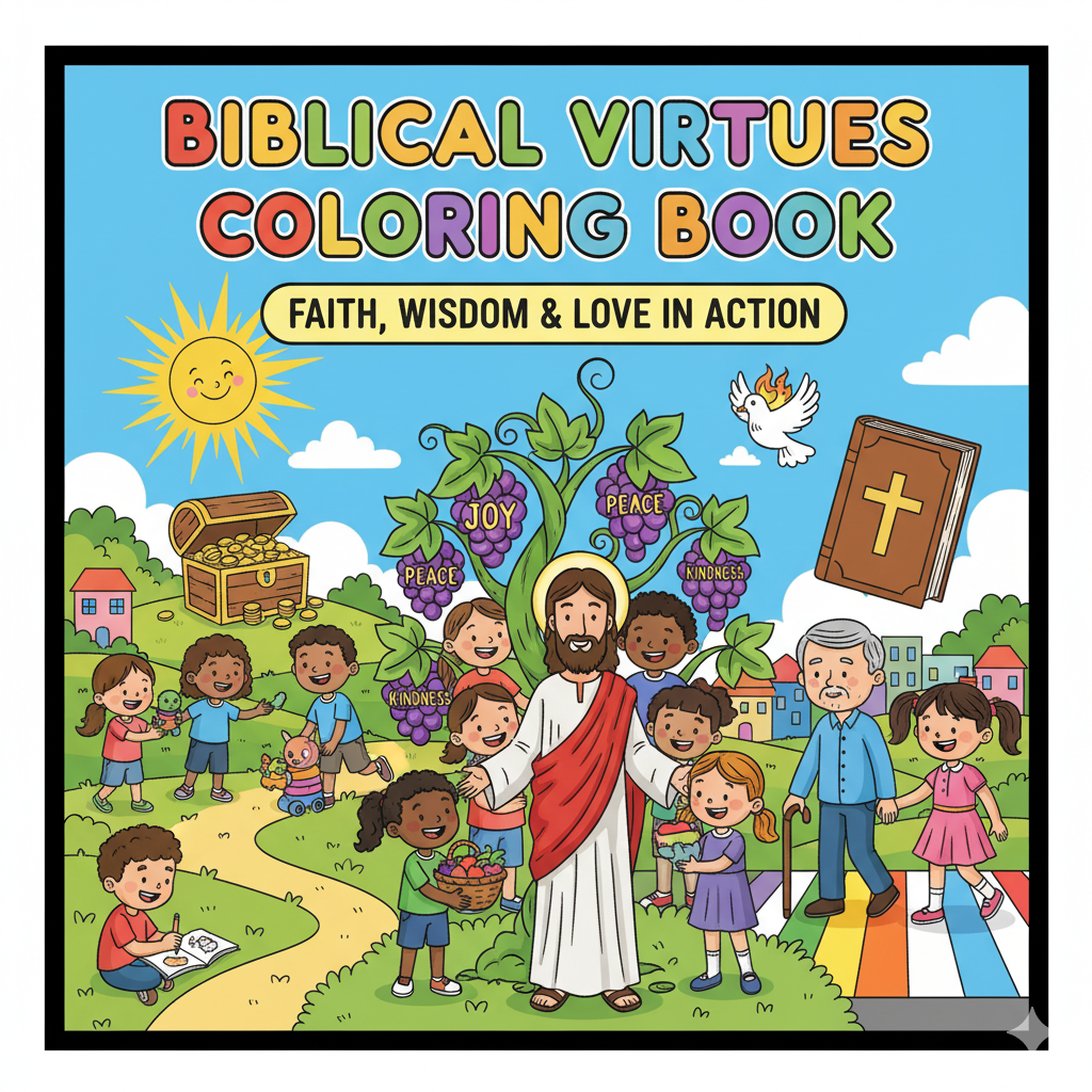 Biblical Virtues Coloring Book: Faith, Wisdom and Love for chlidren
