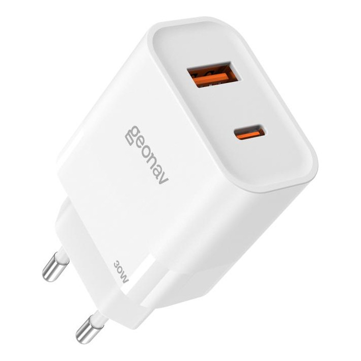 Carregador Rápido 30w Gan Super Power Duo Geonav Ch30pdqcwt