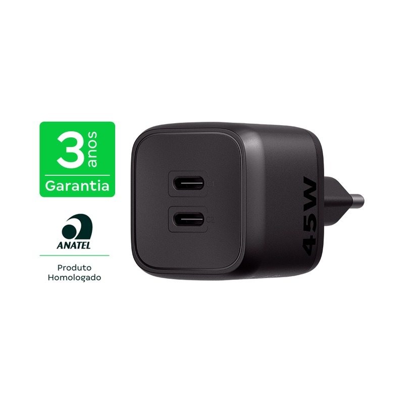 Carregador Turbo 45w Gan Ec 20 Power Preto Intelbras