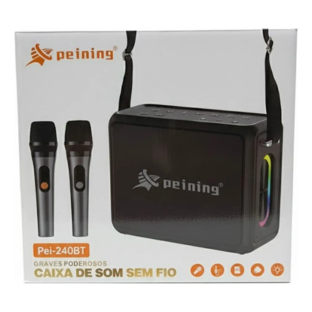 Caixa De Som Sem Fio 50w Karaokê Bluetooth C/ Microfone