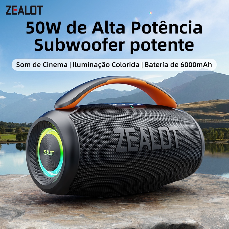 ZEALOT P11 Caixa de Som Bluetooth 50W Portátil TWS À Prova D’Água IPX6 Som Estéreo Potente Bluetooth 5.3 Bateria 6000mAh
