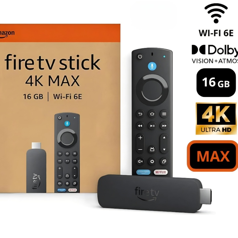 Amazon Fire TV Stick 4K Max (modelo mais novo) suporte Wi-Fi 6E, 16GB - Quad-core 2.0GHz
