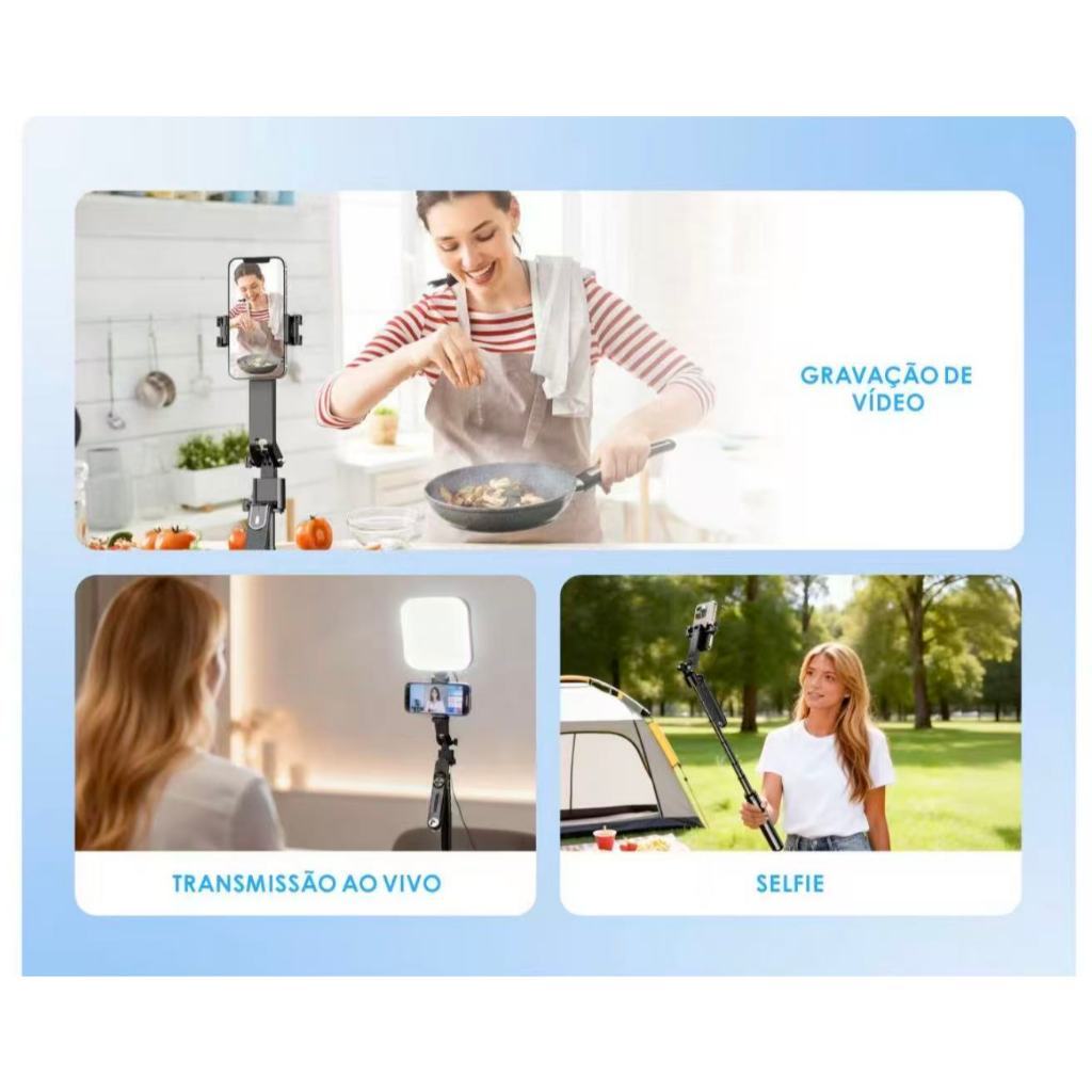 Tripe estabilizador com rastreamento facial inteligenre suporte para celular com câmera sem fio 360 graus
