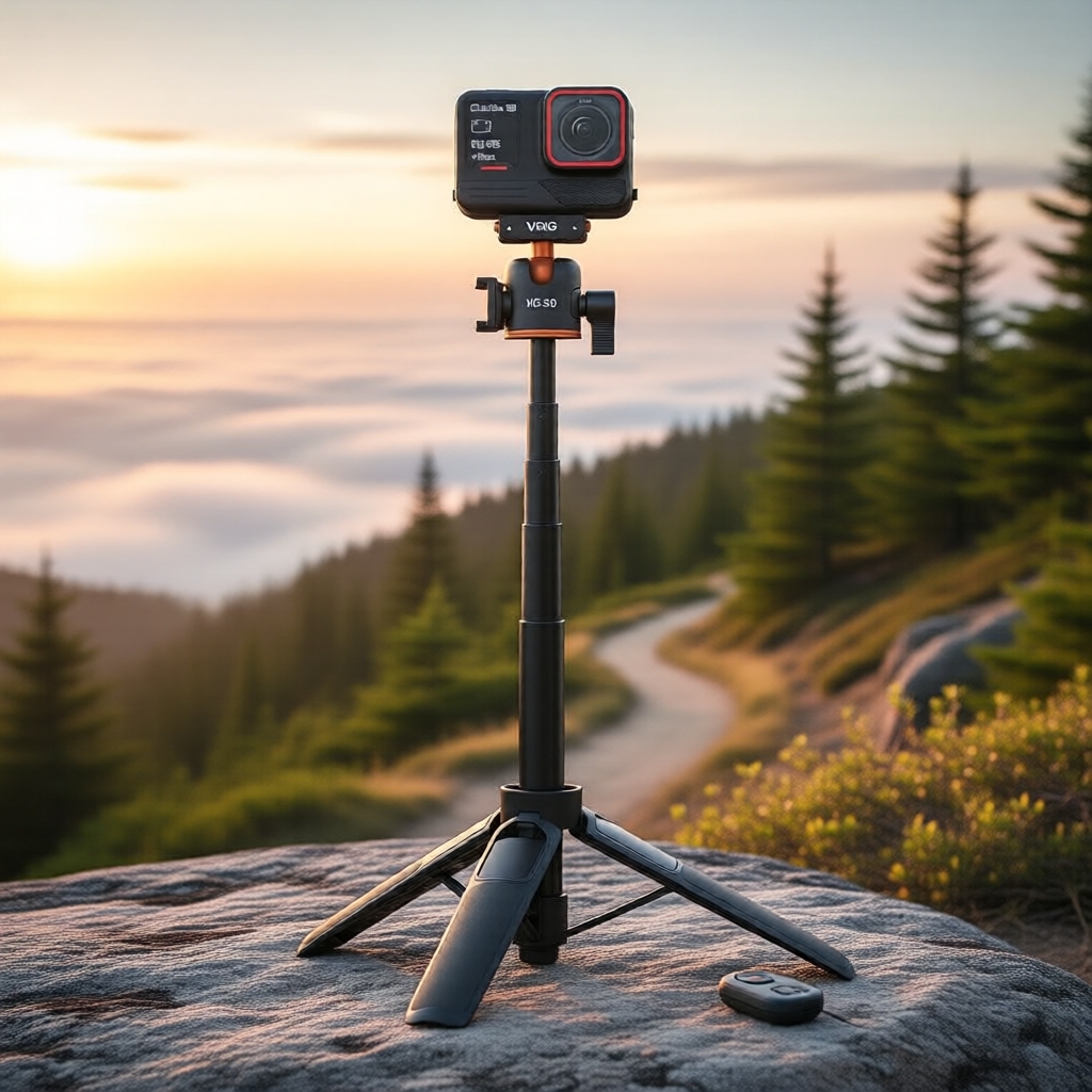 VRIG AC-50 Tripé de 53 cm para Selfie com Bastão para Insta360 Ace Pro 2/Ace Pro/X5/X4 Air: Cabeça Esférica 360°, Base