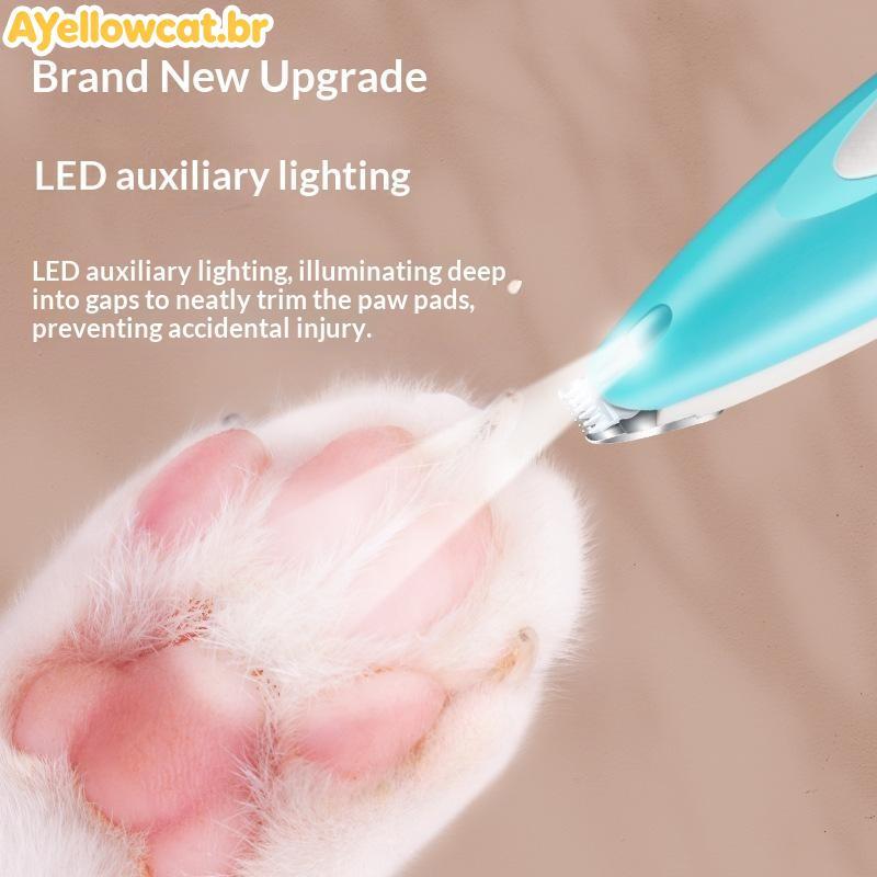 AYellowcat Silent Pet Electric Grooming Clipper Recarregável Cat Dog Fur Shaver Com Tesoura Para Pata Aparador De Pêlos