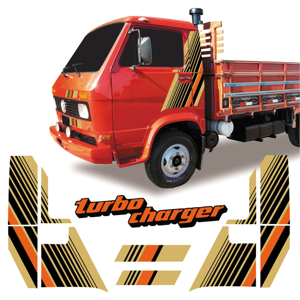 Adesivo Faixa Lateral Caminhão Volkswagen 91 Adesivos Turbo Charger Laranja