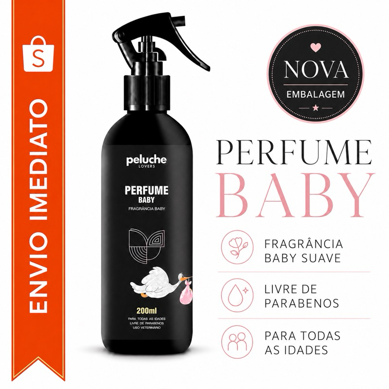 Perfume Premium Baby Pet Peluche 200ml para Cachorro e Gato – Máxima Fixação