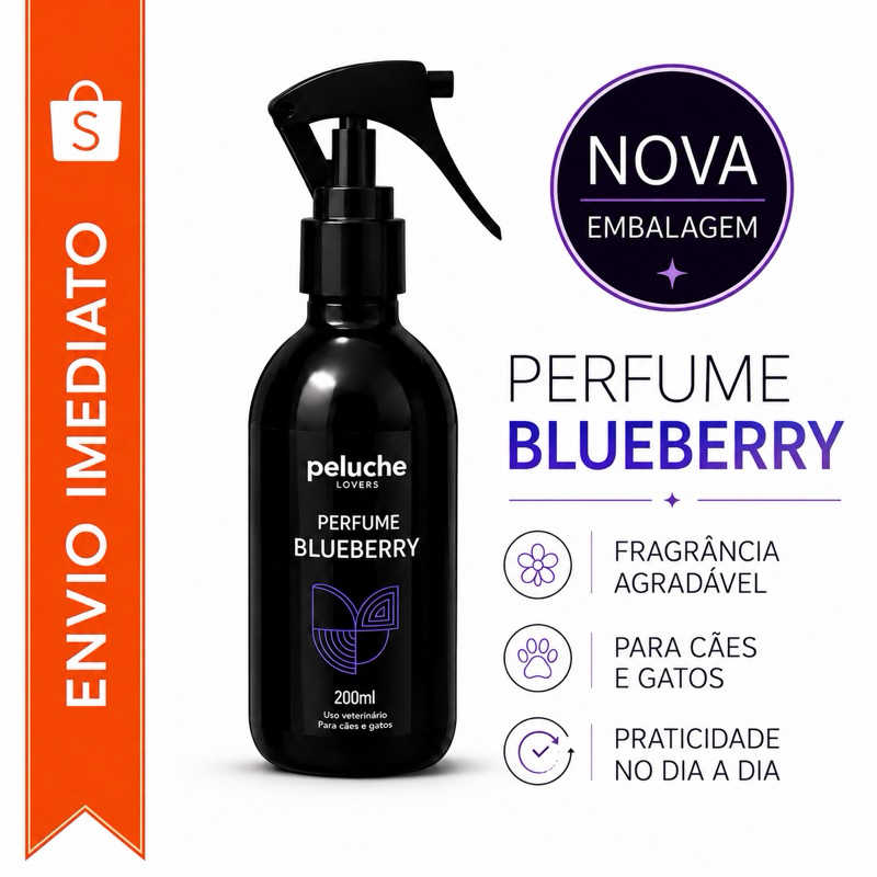 Perfume Premium de Blueberry Peluche para Cachorro e Gato Máxima Fixação